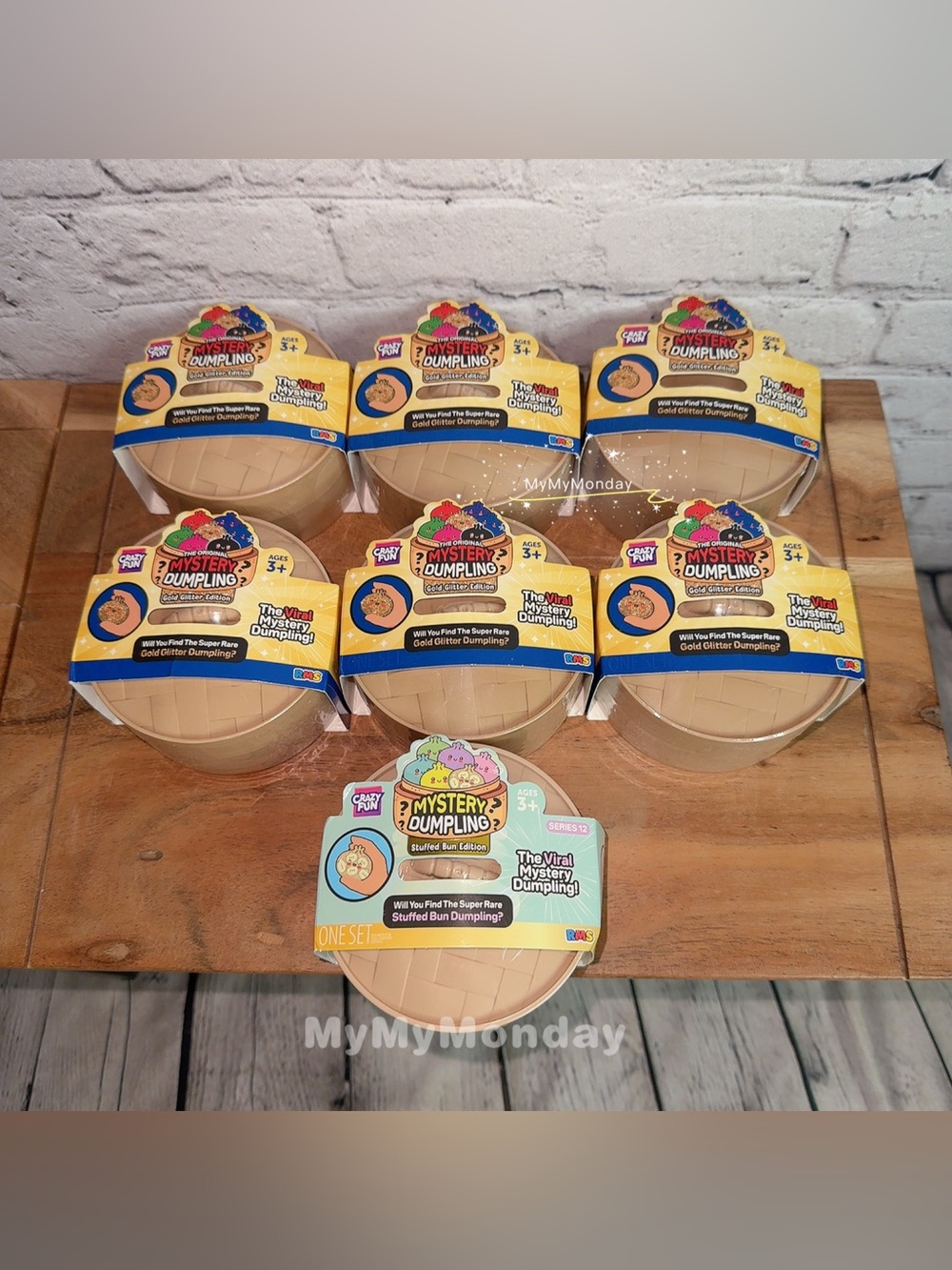 RMS Crazy Fun Mystery Dumpling Gold Glitter Edition Squishy Bun Bundle